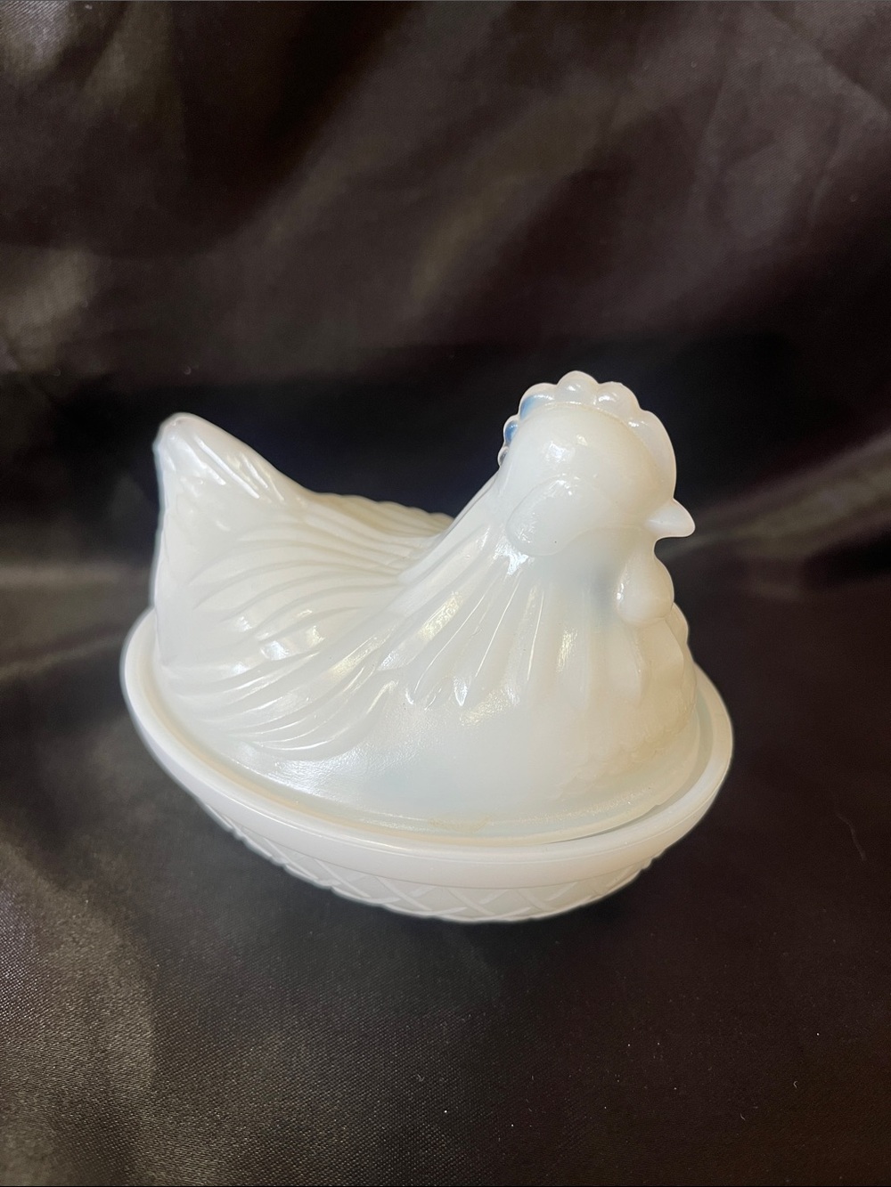 Vintage Hazel-Atlas White Milk Glass Hen On Nest Trinket/Candy Dish